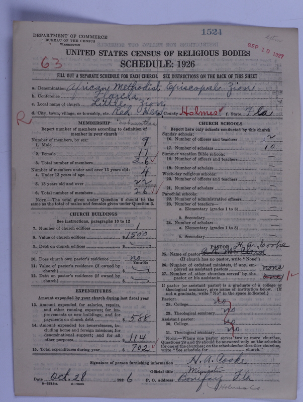 Scan of African Methodist Episcopal Zion Church: 1524