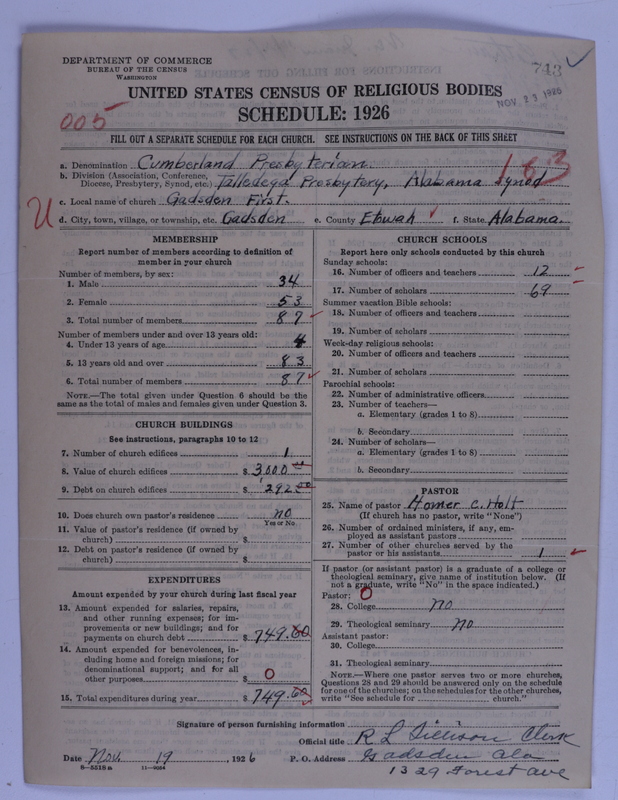 Scan of Cumberland Presbyterian Church: 743