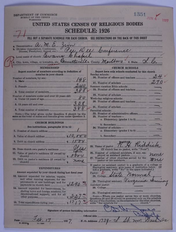 Scan of African Methodist Episcopal Zion Church: 1351