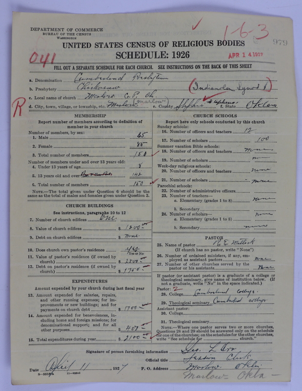 Scan of Cumberland Presbyterian Church: 979