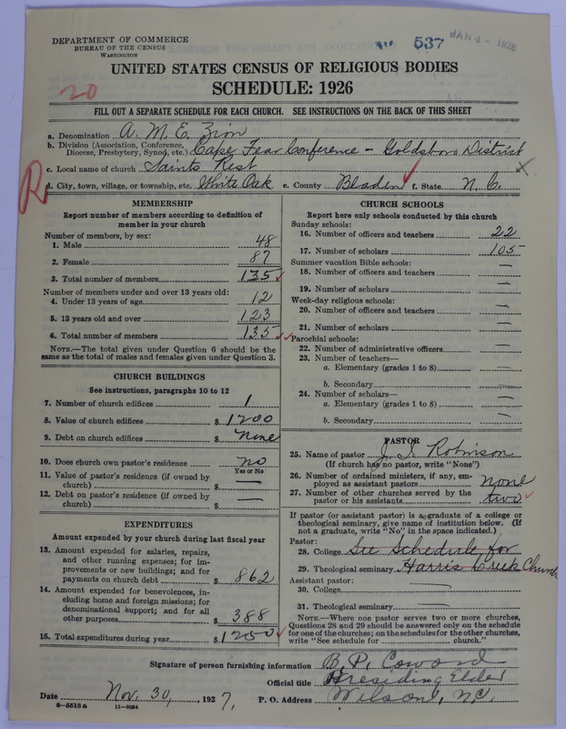 Scan of African Methodist Episcopal Zion Church: 537