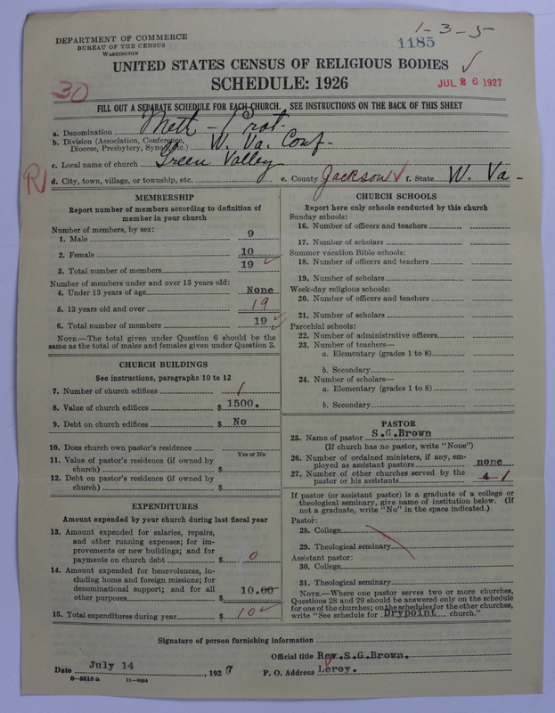 Scan of Methodist Protestant Church: 1185