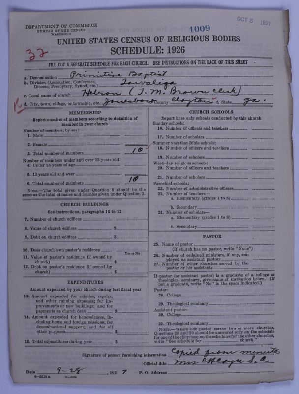 Scan of Primitive Baptists: 1009