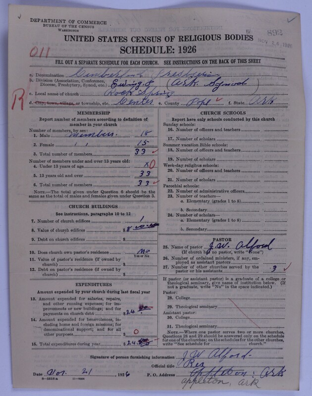 Scan of Cumberland Presbyterian Church: 892