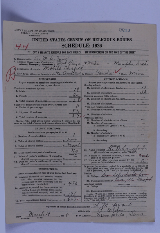 Scan of African Methodist Episcopal Zion Church: 2212