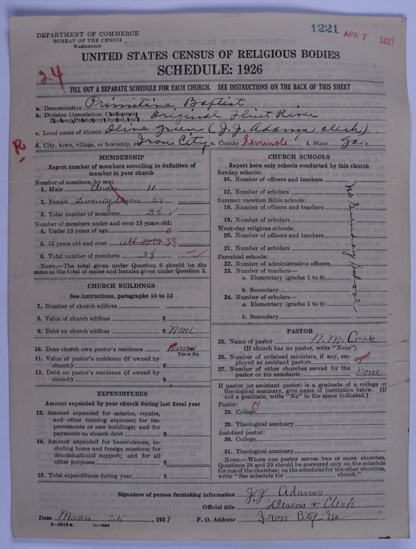 Scan of Primitive Baptists: 1221