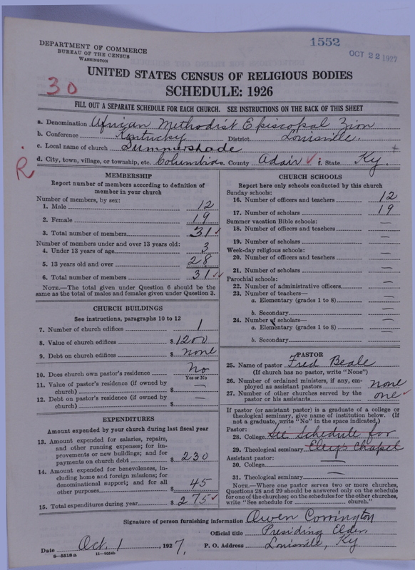 Scan of African Methodist Episcopal Zion Church: 1552