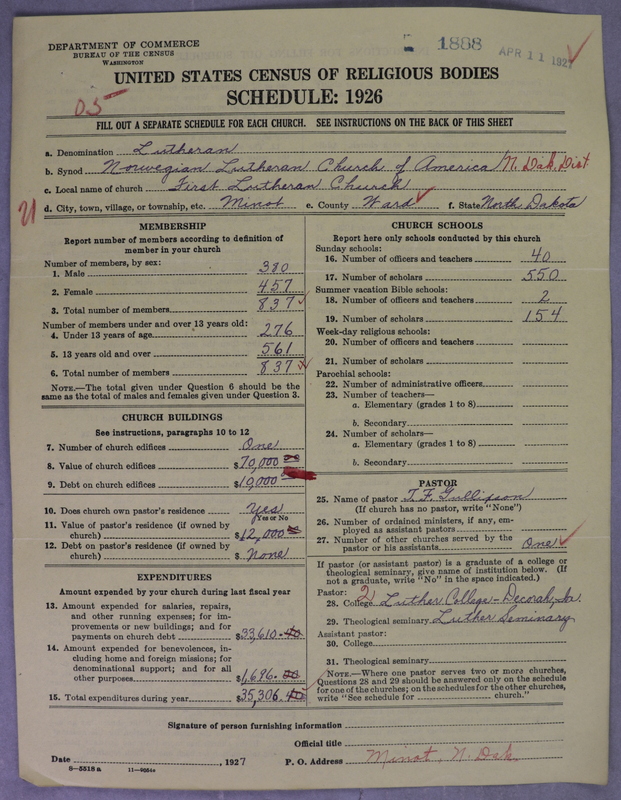 Scan of Norwegian Lutheran Church of America: 1888
