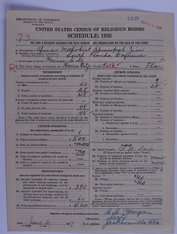 Scan of African Methodist Episcopal Zion Church: 1539