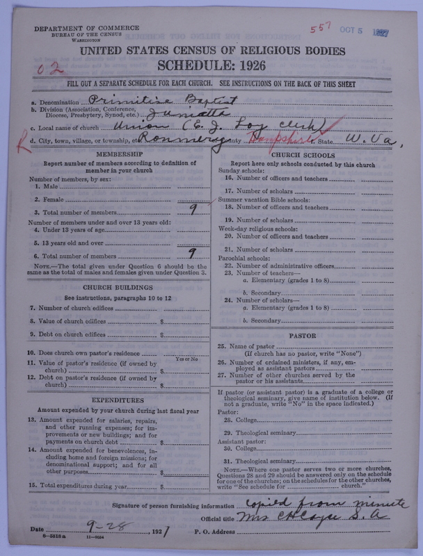 Scan of Primitive Baptists: 557