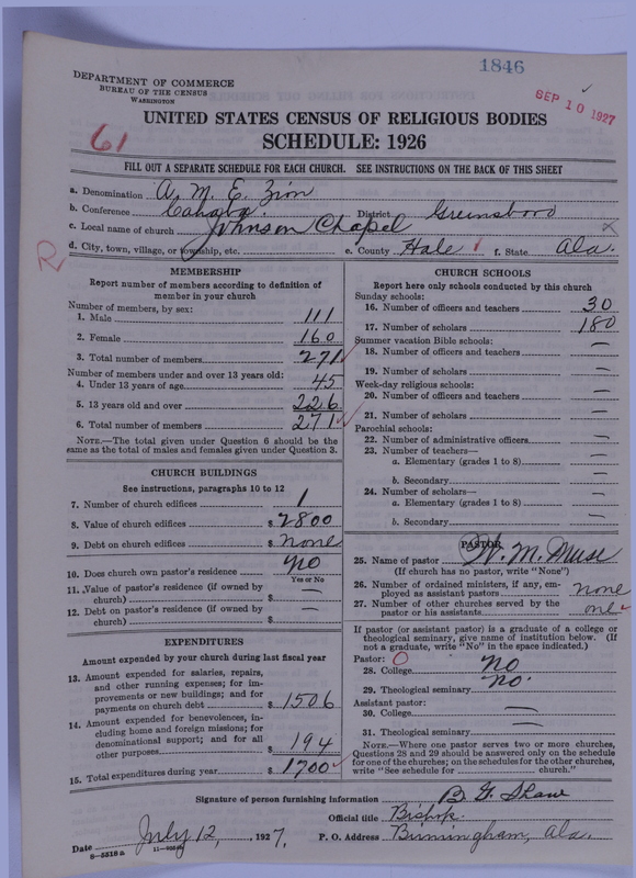Scan of African Methodist Episcopal Zion Church: 1846