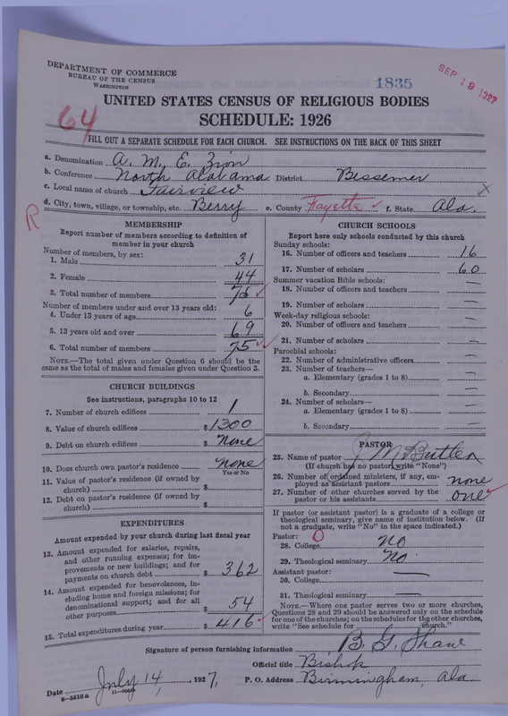 Scan of African Methodist Episcopal Zion Church: 1835