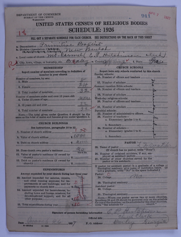 Scan of Primitive Baptists: 911
