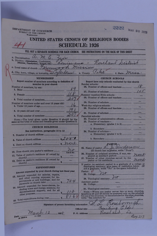 Scan of African Methodist Episcopal Zion Church: 2222