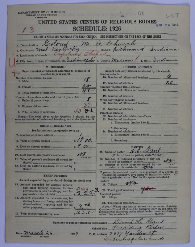 Scan of Colored Methodist Episcopal Church: 61