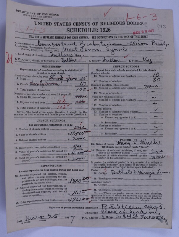 Scan of Cumberland Presbyterian Church: 243