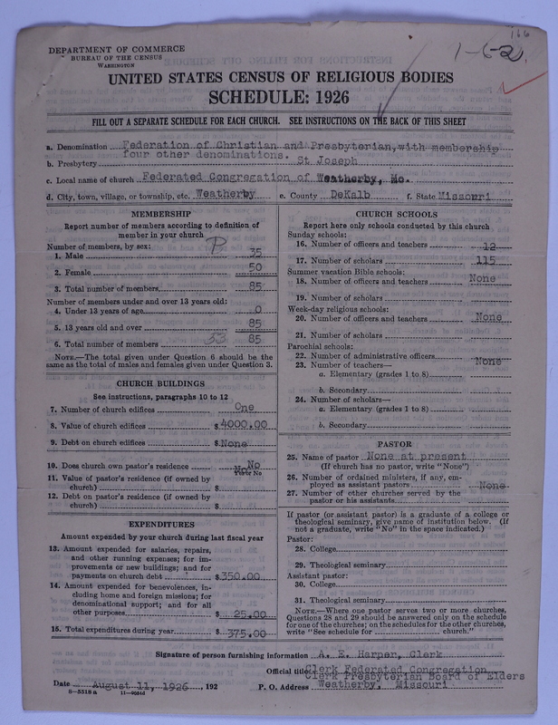 Scan of Federated Churches: 166