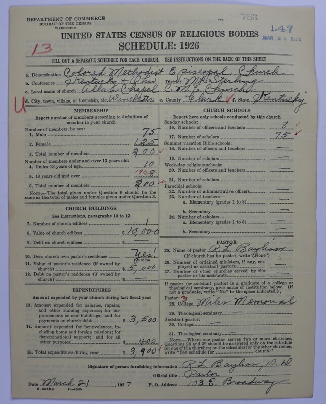 Scan of Colored Methodist Episcopal Church: 783