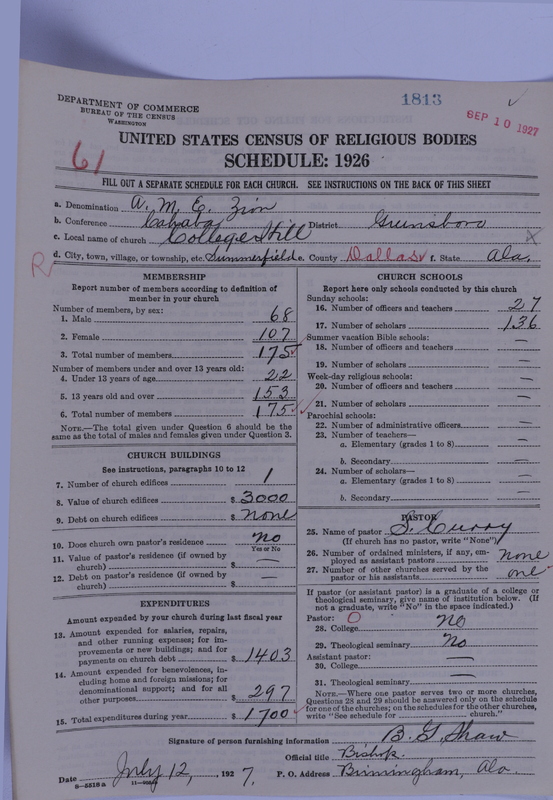 Scan of African Methodist Episcopal Zion Church: 1813