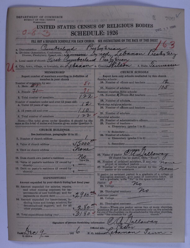 Scan of Cumberland Presbyterian Church: 709