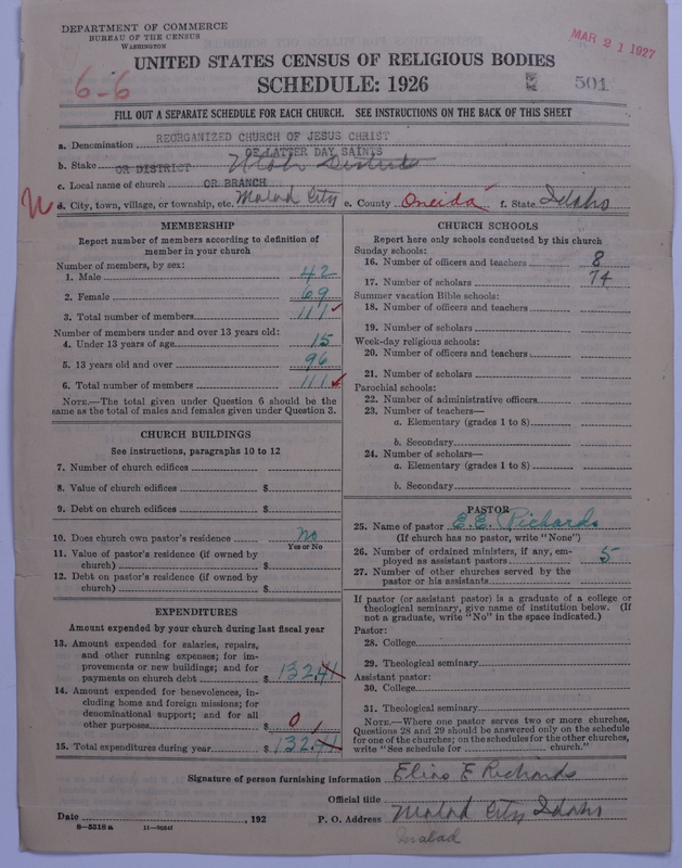 Scan of Reorganized Church of Jesus Christ of Latter Day Saints: 501