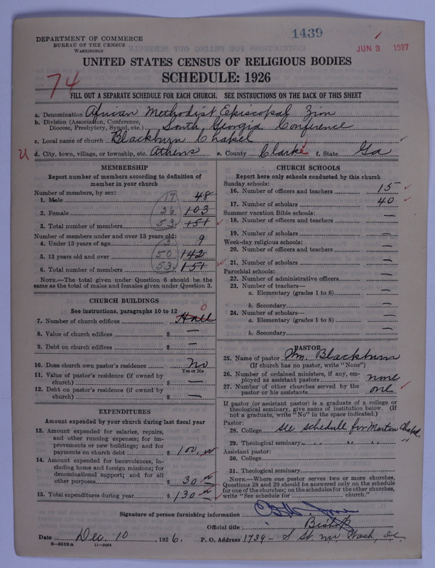 Scan of African Methodist Episcopal Zion Church: 1439