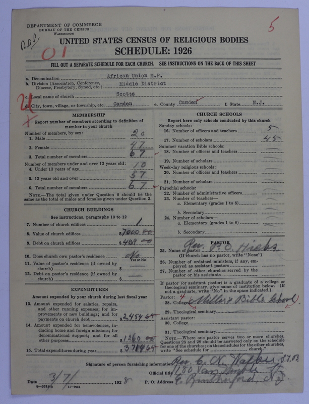Scan of African Union Methodist Protestant Church: 5
