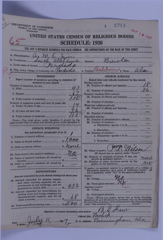 Scan of African Methodist Episcopal Zion Church: 1714
