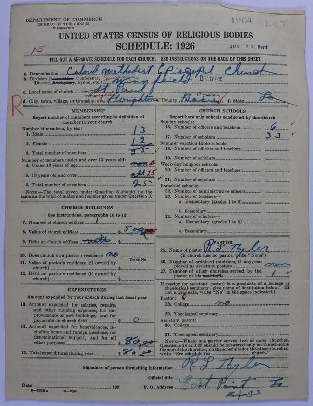 Scan of Colored Methodist Episcopal Church: 1964