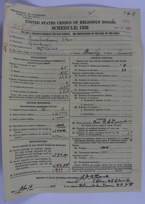 Scan of Cumberland Presbyterian Church: 591
