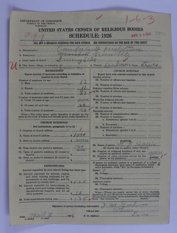 Scan of Cumberland Presbyterian Church: 1035