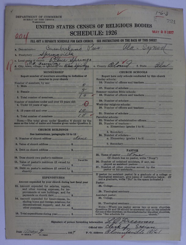 Scan of Cumberland Presbyterian Church: 721