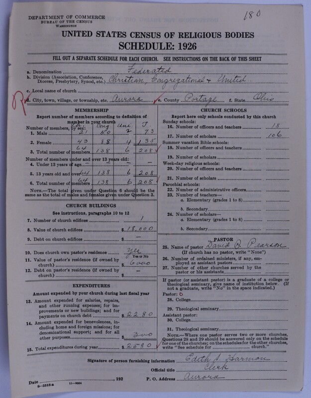 Scan of Federated Churches: 180