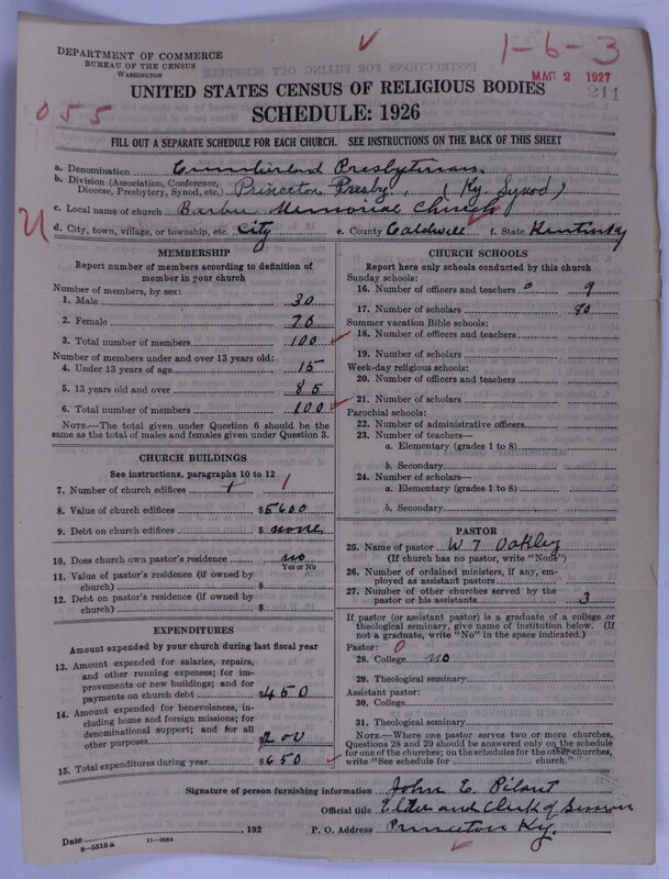 Scan of Cumberland Presbyterian Church: 211