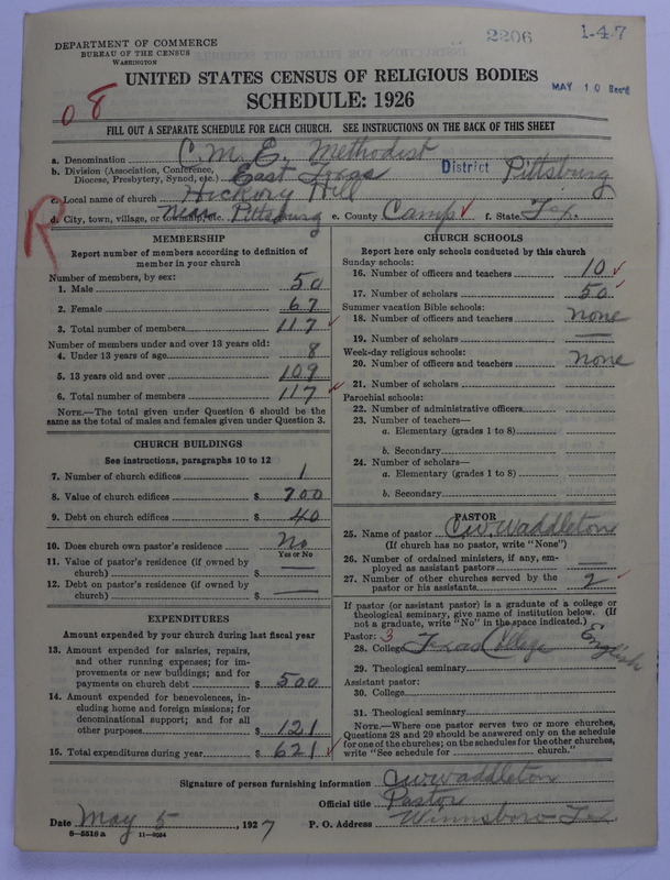 Scan of Colored Methodist Episcopal Church: 2206