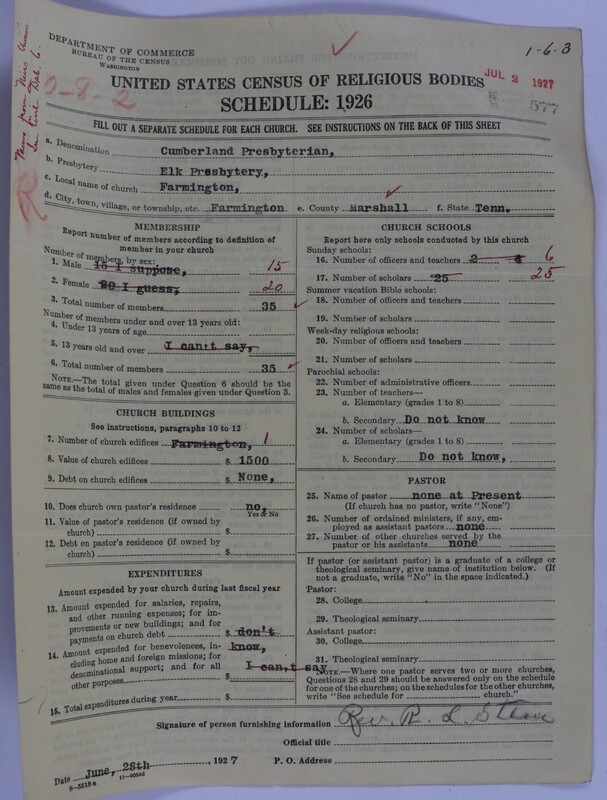 Scan of Cumberland Presbyterian Church: 577