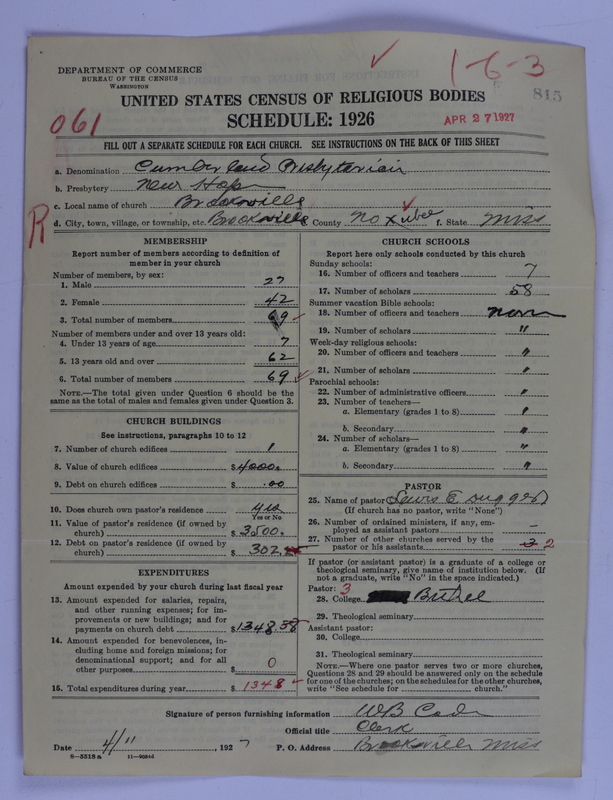 Scan of Cumberland Presbyterian Church: 815
