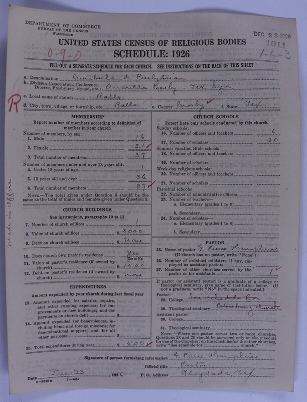 Scan of Cumberland Presbyterian Church: 1011