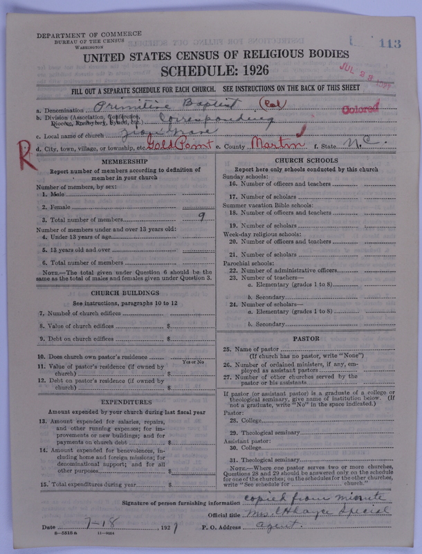 Scan of Colored Primitive Baptists: 113