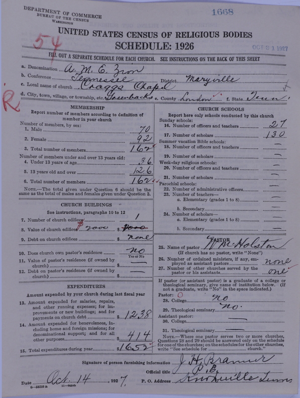Scan of African Methodist Episcopal Zion Church: 1668