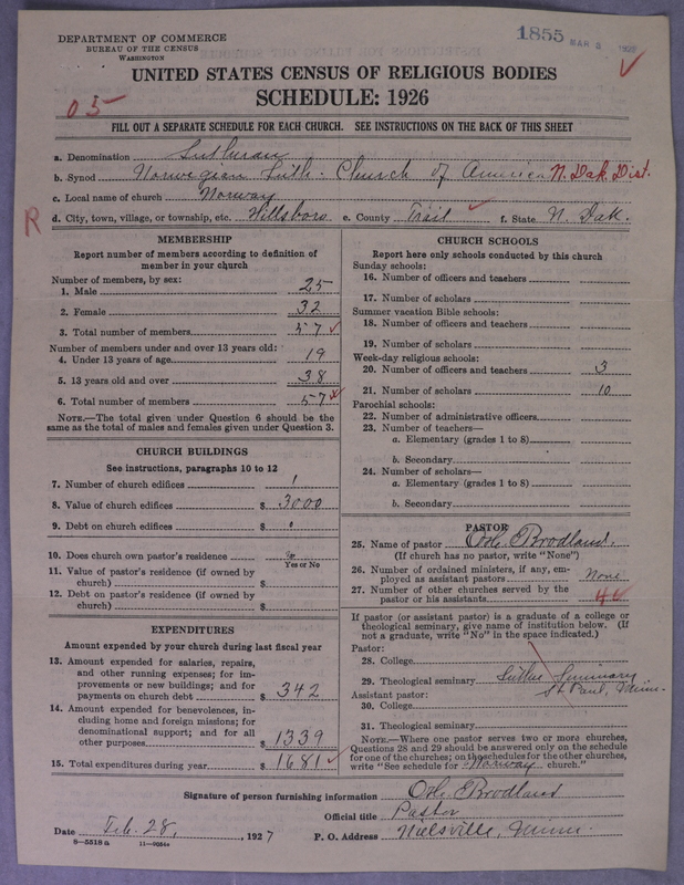 Scan of Norwegian Lutheran Church of America: 1855