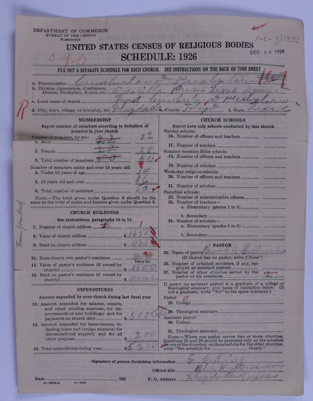 Scan of Cumberland Presbyterian Church: 1022