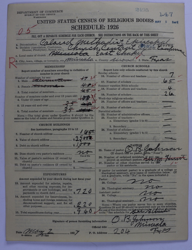 Scan of Colored Methodist Episcopal Church: 2495
