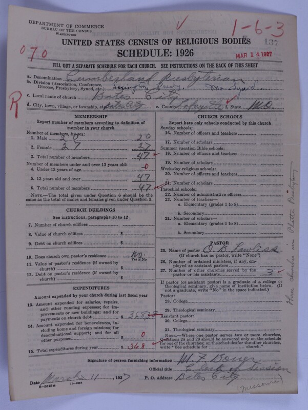 Scan of Cumberland Presbyterian Church: 137