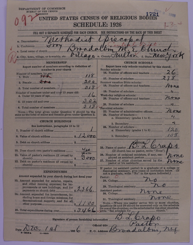 Scan of Methodist Episcopal Church: 1721
