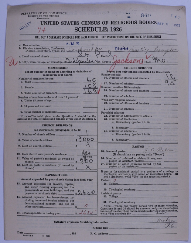 Scan of African Methodist Episcopal Church: 840