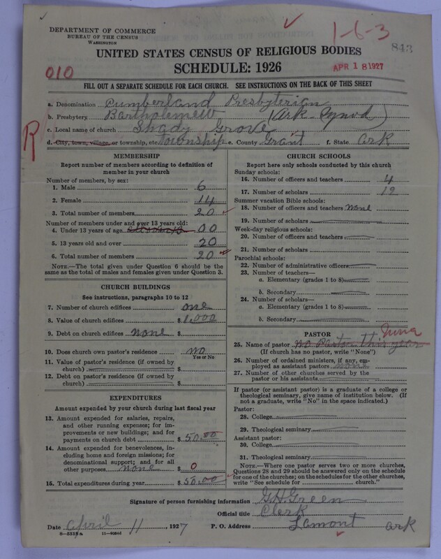 Scan of Cumberland Presbyterian Church: 843