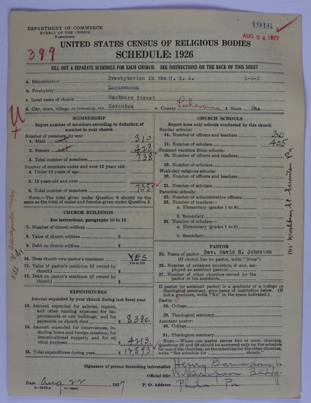 Scan of Presbyterian Church in the United States of America: 1916