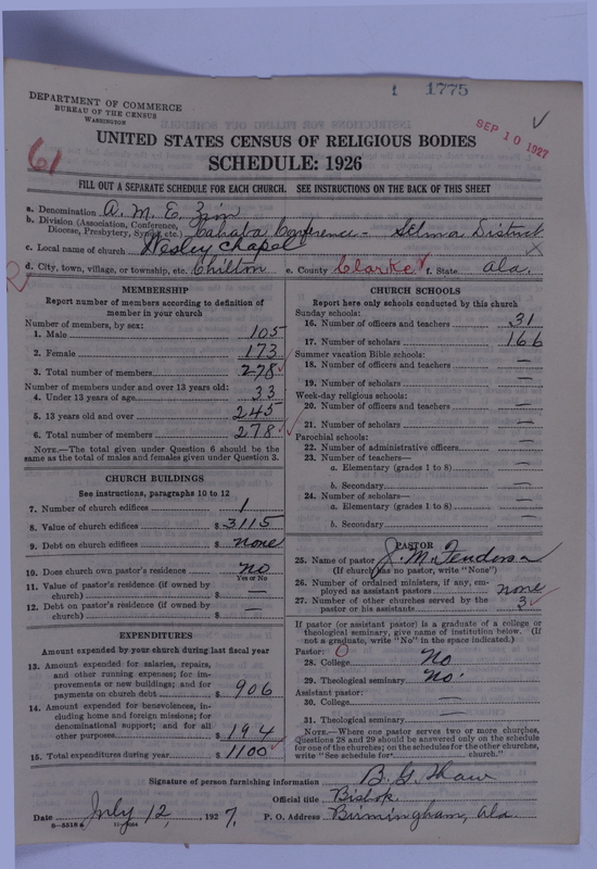 Scan of African Methodist Episcopal Zion Church: 1775
