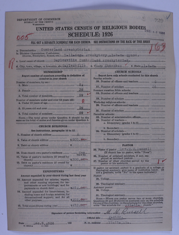 Scan of Cumberland Presbyterian Church: 729